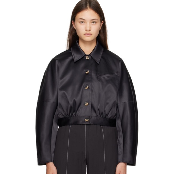 Ganni Jackets & Blazers - GANNI Double Satin Short Jacket — Black